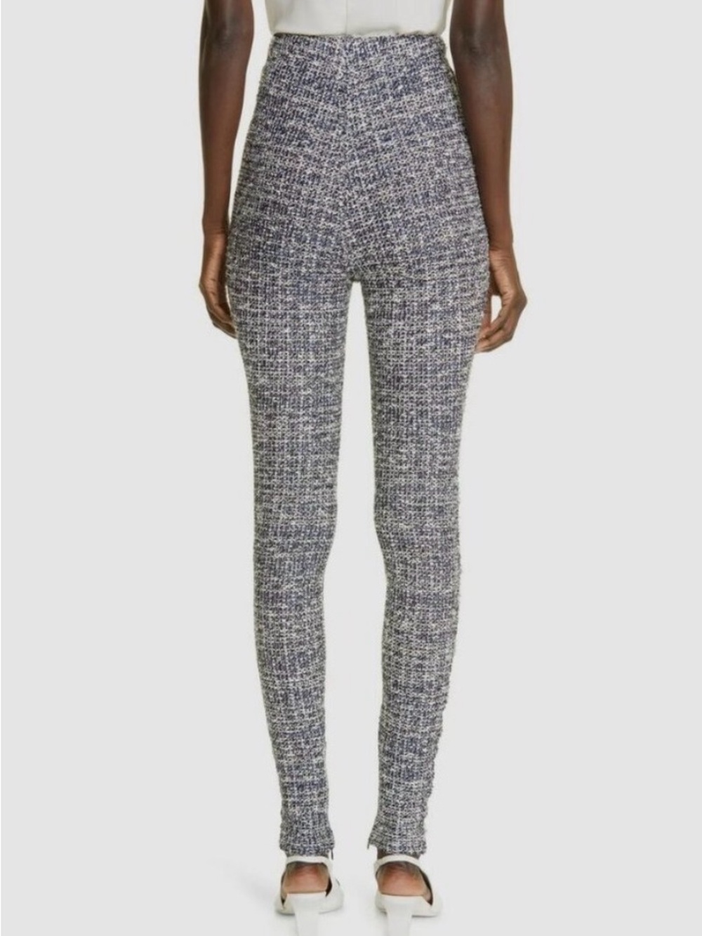 NWT St. John Gray Tweed Blue White Knit High-Rise Skinny Pants
